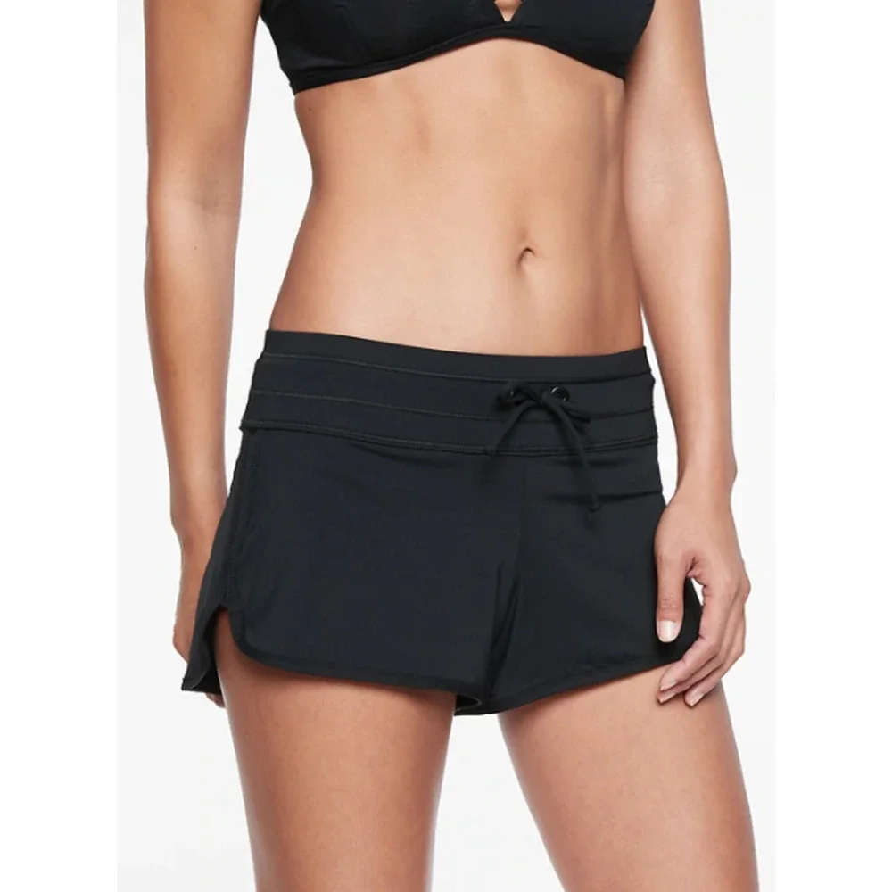 Athleta L black Kata Surge Shorts swim bikini coverup rash guard sun UPF pool - Picture 2 of 6